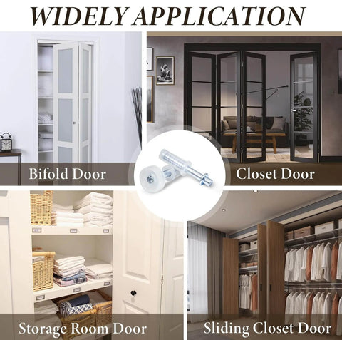 8 Piece Bi Fold Door Top Roller Guide Wheel With Spring Loaded Pivot Hardware Kit for various door types installation