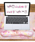 4 In 1 Large Gaming Mouse Pad For Gamers With Keyboard Wrist Rest And Mouse Wrist Support Extended Waterproof Desk Pad For Home Office Study And Gaming Pink Gold Marble Finish