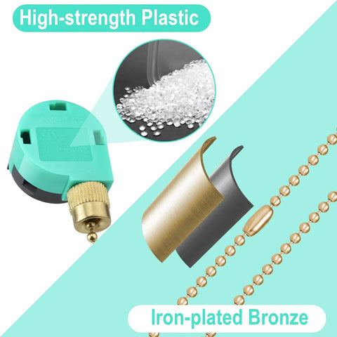 Three Speed 4 Wire Ceiling Fan Switch Replacement In Bronze Finish with high-strength plastic and iron-plated bronze details