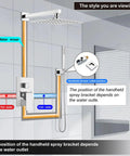 Wall Mount Shower System With Square Rain Shower Head And Hand Sprayer 12 Inch Polished Chrome Finish Rough In Valve Body And Trim Kit Included Dope Modern Look And Space Saving Design For Homes And Rentals, water mixer diagram