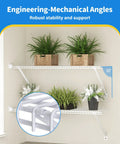 Six Pack White Wire Shelf Brackets For Twelve Inch Closets With Heavy Duty Anchors Screws And Clips for stable wall mounting with plants.