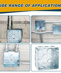 8 Pack 4x4 Inch Metal Electrical Boxes Two And One Eighth Inch Deep With 30.3 Cu In Capacity Galvanized Steel Junction Boxes Drawn Construction Silver For Wiring Projects And Electrical Installations on conduit walls