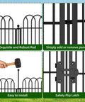 No Dig Tall Decorative Garden Fence With Double Lock 40 Inch High Panels 24 Foot Long Rustproof Metal Edging And Borders showcasing design features and easy installation.