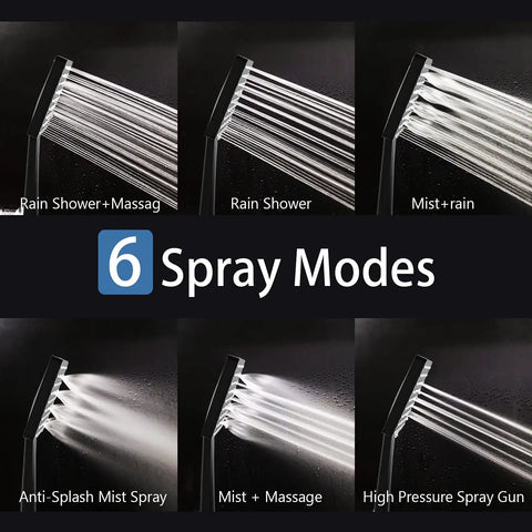 High Pressure Shower Head With Handheld Detachable System, 6 Spray Modes including rain, mist, and massage options