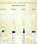 Image showing adaptability of 100 Pack 30 Gauge Luer Lock Needles 5/16 Inch Sterile Disposable Tips with various syringes.