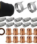 IPT40 Plasma Cutter Consumables Kit For YESWELDER Cut 55DS Pro And Cut 65DS including electrodes, nozzles, shield cups.