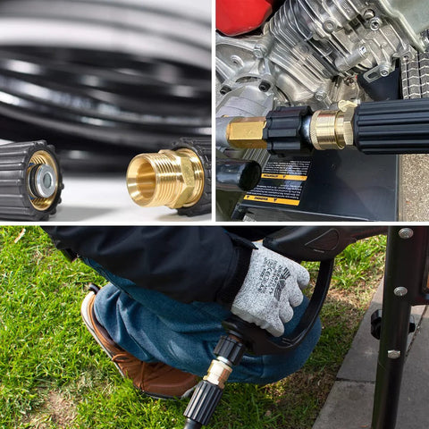 YAMATIC 5-piece pressure washer adapter set with brass M22 to 3/8 inch quick-connect fittings for hoses and spray guns