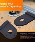 Router Rail Adapter For DeWalt DCW600 on workbench with black guide plate for precision cutting and rail tracking