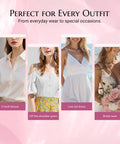 Strong Hold Double Sided Fashion Tape For Women That Stays Put All Day Invisible Under Clothes Skin Friendly Adhesive For Clothing Perfect For Low Cut Tops Deep V Neck Dresses Open Back Styles Confidence On Lock shown with various outfits including a V-neck blouse and bridal wear.