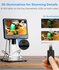 10.1 Inch LCD Digital Microscope For Coins And Soldering, 260X Magnification, Electronics Repair Camera, Coin Magnifier With Built In Lights, 12.6 Inch Adjustable Stand, 32GB Storage on PCB with LED lights