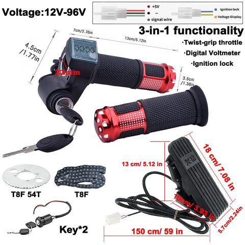 Beast Power 48V 1800W Brushless DC Motor Kit showing throttle, key lock, digital voltmeter for go karts & e-bikes