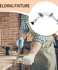 Heavy Duty Right Angle Welding Clamp With Precision Positioning Jig Forged From Cold Rolled Stainless Steel For Rock Solid 90 Degree Alignment in use during wood crafting.