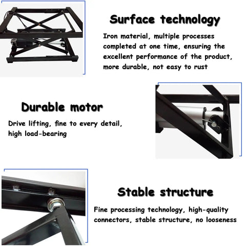 Wortat Electric Scissor Lift Table With Wireless Remote For Heavy Duty DIY Raising Loads, adjustable height stable iron structure.
