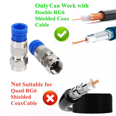 Image showing RG6 F connectors from Coax Cable Crimping Tool Kit For RG6 And RG59 With Wire Stripper for DIY wiring projects.