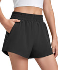 Girls Athletic Shorts With Liner Quick Dry Running Soccer Shorts With Zip Pockets For Kids Active Sports Volleyball 11 To 12 Years Black