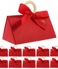 Valentine Day Candy Boxes With Handles Pack Of 20 Portable Paper Wrapping Boxes For Showers And Birthday Parties Perfect Party Favors DIY Decor Cute Gift Boxes For Sweet Treats Gifting Made Easy neatly arranged with red bows and handles.