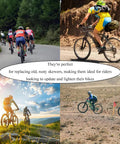 Cyclists on varied terrains, promoting Two Pack Quick Release Bicycle Skewers Aluminum Front And Rear Axles 112mm And 150mm