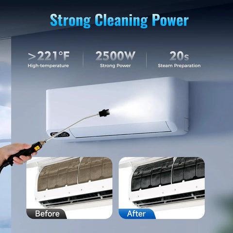 Powerful 2500W Handheld Steam Cleaner With 6 Speed High Pressure Steam Cleaning For Car Kitchen Bathroom And Furniture 266 Degree Fahrenheit At 3 Bar Heats Up In 20 Seconds 110V cleaning air conditioner
