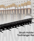 Heavy Duty Wall Mount Brush Holder and Tool Hanger Rack for Garage Detailing Organizer with Mounting Hardware.