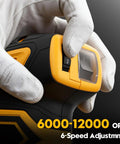 Cordless Random Orbital Sander With Brushless Motor built tough to hustle through woodworking with a visible speed adjustment feature.