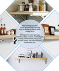 Heavy Duty 2 Pack Folding Shelf Brackets In Corrosion Resistant Stainless Steel With Collapsible Triangle Frame mounted with shelves.
