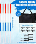 Six Piece Adjustable Pole Bending Set For Horses And Dogs With Carry Bag 6Ft Training Poles Soccer Field Practice Includes Blue Poles