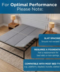 Built Like A Tank Heavy Duty Bunkie Board For Queen Beds Rock Solid Under Mattress Support Grid shown on metal frame