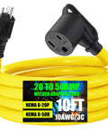 10 Ft Welder Adapter Cord 6-20P To 6-50R 20 Amp To 50 Amp 3 Prong Cable ETL Listed STW 10 AWG with handle, yellow coiled
