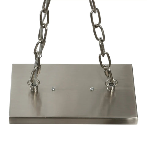 Walsh Four Light Linear Chandelier With Metal Shades In Brushed Nickel And Matte Black canopy and chains detail view