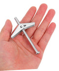 Heavy Duty Toggle Bolt Kit 32 Pcs With Metal Drywall Anchors And Butterfly Expansion Screws For Secure Fastening And Easy Installation Built To Handle Mirrors, Shelves, And Heavy Furniture. silver toggle bolt in hand
