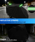 All-Weather 3 Wheel Trike Cover For Electric Bikes, Beefy Built-To-Last 600D Oxford Fabric With Reflective Strip, Tough All-Season Protection For Roadtrike And Similar E-Trikes, Windproof And Tear-Resistant Black, night view