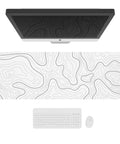 Extended XL White Gaming Mouse Pad With Stitched Edges Minimalist Topographic Map Desk Mat For Serious Gamers Pro Grade Anti Slip Base Large 31.5 By 11.8 Inch Mouse Pad For Keyboard And Mouse Durable Clean Look