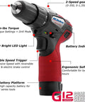 12V Cordless Mini Polisher and Drill Driver Combo Kit featuring the G12 series drill with 2-speed gearbox and ergonomic soft grip