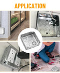 Four Inch Square Electrical Box With Cover, One And A Half Inch Deep Metal Junction Box, 21 Cu In Capacity shown installed and in use