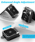 Solar Powered Camping Fan With 10000mAh Battery USB Rechargeable Portable Quiet Cordless Fan folded showing adjustable angles