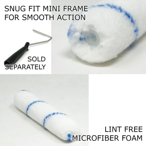 Premium 6 Inch Mini Paint Roller Covers With 3 8 Nap Microfiber For Doors Trim And Cabinets 432 Pack Case Lot with mini frame and microfiber foam.