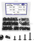 145 Piece Self Tapping Screws Set For Metal Projects In 410 Stainless Steel With Black Zinc Plating, size eight truss head screws