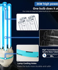 36W UVC Germ Busting Light Bulb For Basements Garages And Cars With E26 Base 110V Ozone Free Kills Germs And Keeps Spaces Clean
