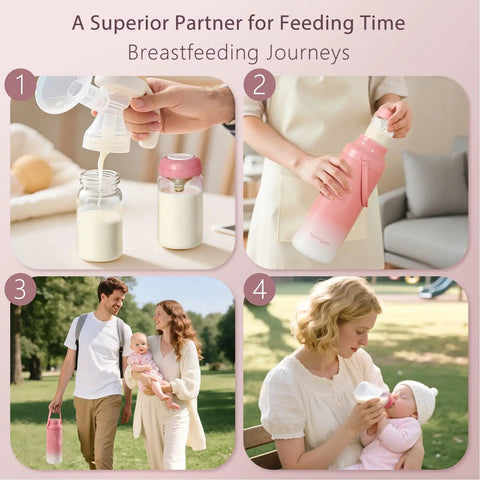 Portable Breastmilk Cooler For Travel And Daily Grind, Reusable 22oz Two Pack Bottle Chiller With 24 Hour Surround Cooling, BPA Free Insulated Carrier keeps milk fresh during outings.