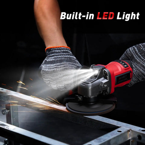 Cordless 4-1/2 Inch Angle Grinder With 21V Brushless Motor Includes 2x4.0Ah Batteries Adjustable 3-Speed With LED grinding metal
