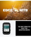 Rugged Mountain Bike GPS Computer With Preloaded Full Color Trail Maps And Advanced Performance Tracking shown with mountain backdrop