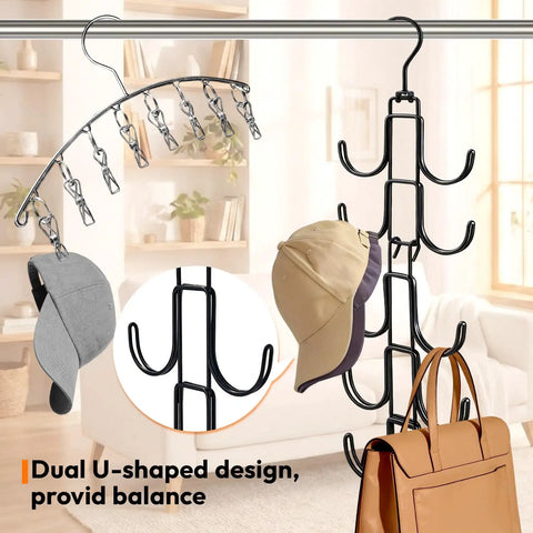 Vertical Hat Organizer For Closet Hanging Baseball Caps Rack With Ten Sturdy Hooks Clears Closets Fast So Your Whole Stack Hangs Upright Zero Drama Just Daily Storage That Keeps Your Gear Locking In Fresh Vibes