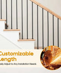 Thirty Pack Heavy Duty Wrought Iron Balusters 1/2 By 44 Inch, Knockout Black Finish in staircase installation.