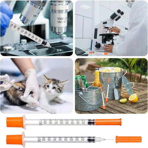 120 Pack U-100 Disposable Syringes 30G 5/16 Inch 1ml Syringes Individually Wrapped With Leak-Proof Design And Clear Measurement Markings For Precise Lab Use used in lab, vet, and classroom settings