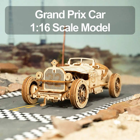 3D Wooden Puzzle Car Kit for Adults No Glue Needed Mechanical Model Vehicle Build Kit Laser Cut Plywood 1 16 Scale Grand Prix Car Brain Teaser Dope Gift for Birthday Christmas