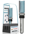 KEENTECH router bit with 1/4 inch shank, flush-trim top bearing, carbide-tipped, 1/2 inch diameter, 1 inch depth