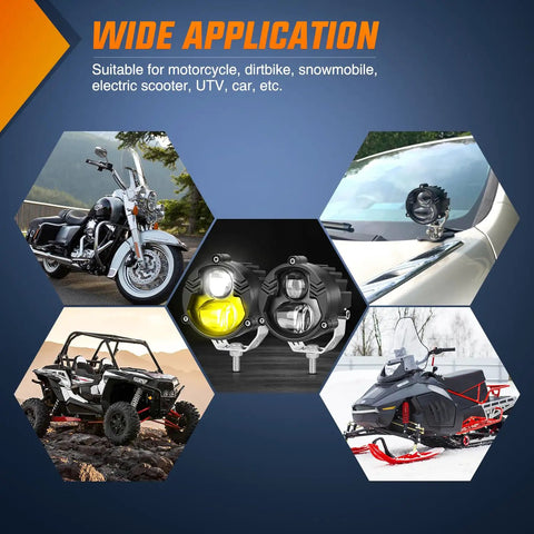 2.7 Inch White Amber Spot Beam LED Pods For Offroad Motorcycles And ATVs IP67 Waterproof Dual Use Driving Fog Lights application
