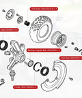 Diagram of Honda Front Wheel Bearings And Seals Kit For Foreman 400 500 450 Rincon 650 680 Rubicon 500 ATV parts labeled