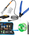 Adjustable 90W Soldering Iron Kit With LCD Temperature Display DIY Friendly 13 In 1 Soldering Gun Set Includes 5 Tips Flux Desoldering Pump Stand Tweezers Wire Cutter Solder Wire Sponge 110V