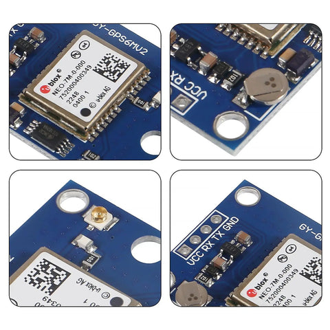 Close-up of 3 Pack NEO 7M GPS Module Upgrade For Flight Controllers With EEPROM Backup And Ceramic Antenna 9600 Baud TTL RS232